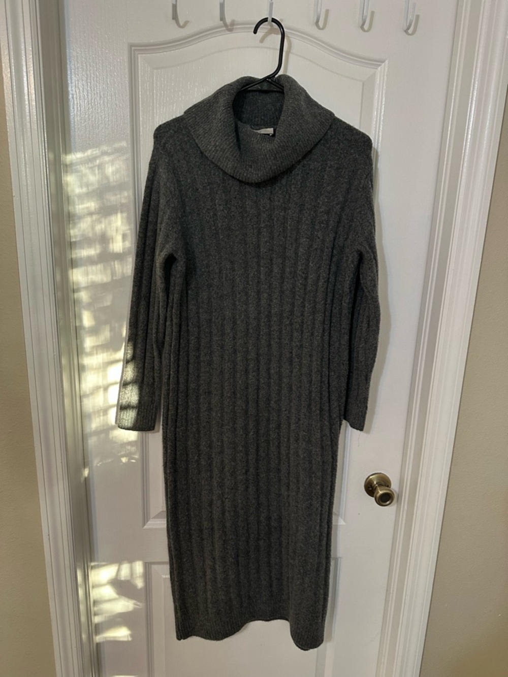 LOFT Cozy Heather Grey Cowl Neck Knit Sweater Dress